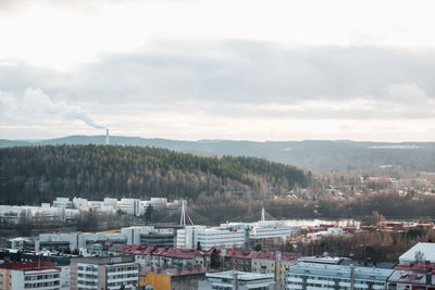 High angle view of townscape against sky