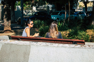 Woman sitting on bench