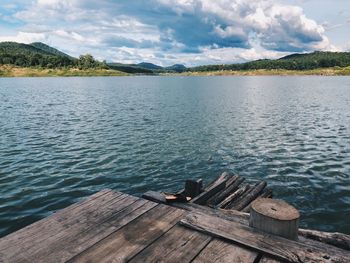 Scenic view of lake against sky