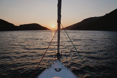 Scenic view of sea against clear sky during sunset