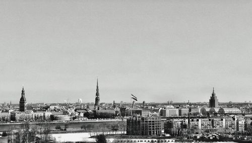 Cityscape against clear sky