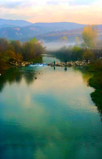 Scenic view of lake against sky
