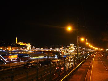 Light trails on road at night