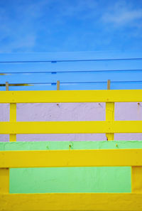 Low angle view of multi colored wall 