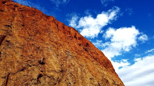 Low angle view of rock formation against sky