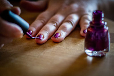 Close-up of woman painting her nails