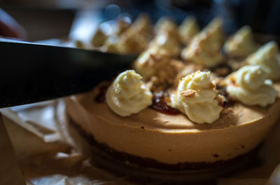 Close-up of dessert on table