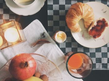 Close-up of food served on table