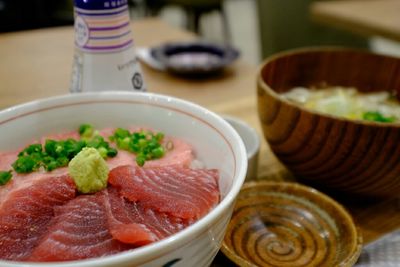 Close-up of food served in plate