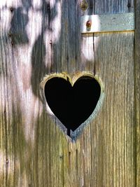 Close-up of heart shape on door