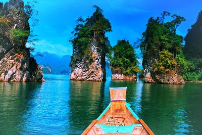 Scenic view of sea against blue sky