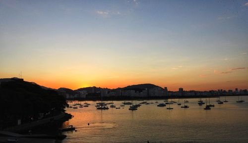 View of marina at sunset