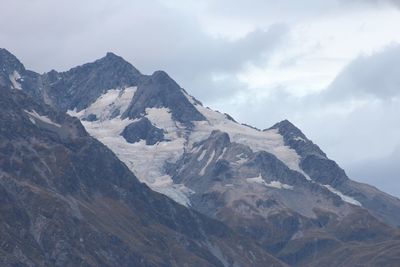 Mountain range against cloudy sky