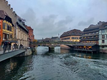 Bridge over river in city in strasbourg 