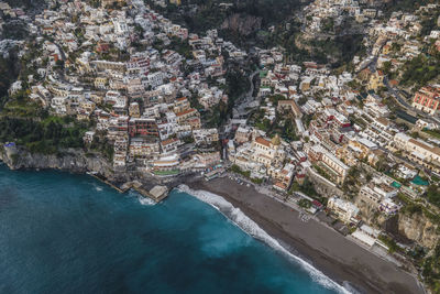 High angle view of buildings in city