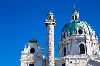 Low angle view of cathedral against blue sky