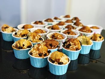 High angle view of cake in basket on table