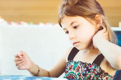 Close-up of girl playing