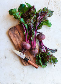 High angle view of vegetables on table