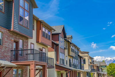 Low angle view of residential building against sky