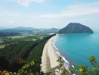 High angle view of sea against sky