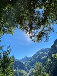 Scenic view of tree mountains against sky