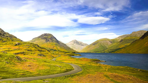 Scenic view of mountains against sky