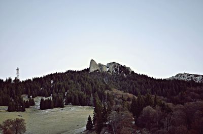 Scenic view of mountains against clear sky