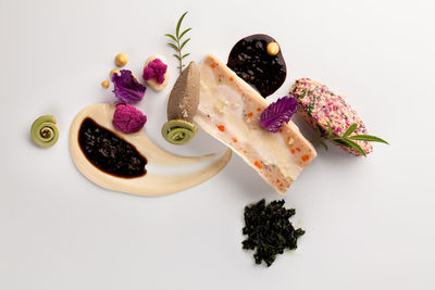 High angle view of food in plate