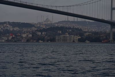 View of bridge over river in city