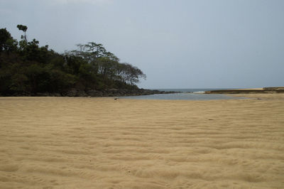 Scenic view of beach against clear sky