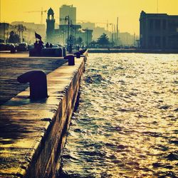 View of city at sunset