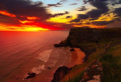 Scenic view of sea against sky during sunset