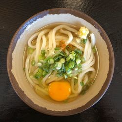 High angle view of vegetables in bowl on table