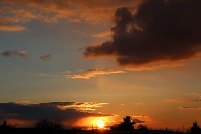 Low angle view of dramatic sky during sunset