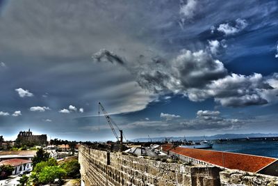 Storm clouds over city