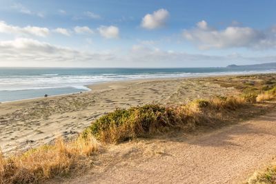 Scenic view of beach against sky