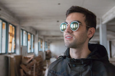 Close-up of man wearing sunglasses