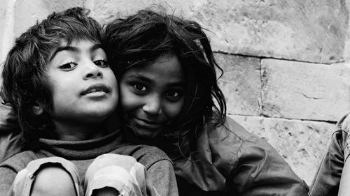 An older sister and younger brother from india came to nepal to beg in makar mela.