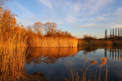 Scenic view of lake against sky