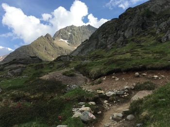 Scenic view of mountains against sky