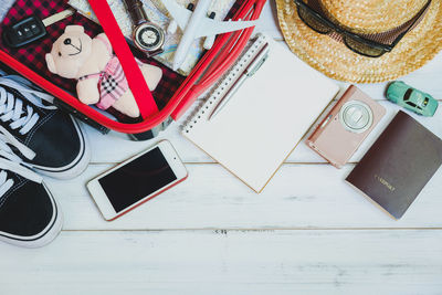 High angle view of sunglasses on table