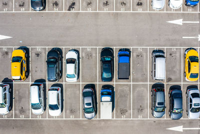 Directly above shot of car parking lot