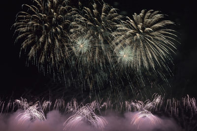 Firework display at night