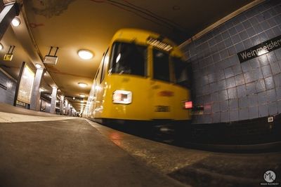 Train on railroad station platform