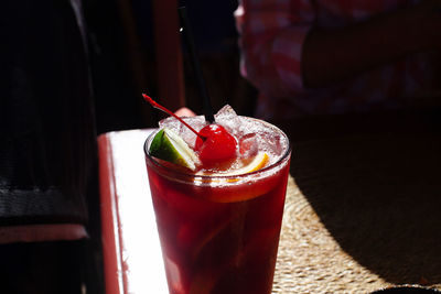 Close-up of drink on glass