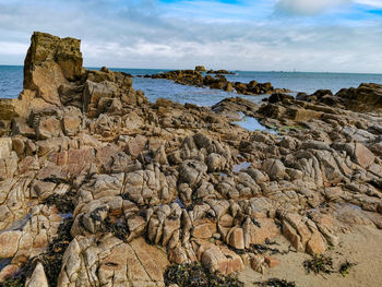 Rocky coastline in brittany, france