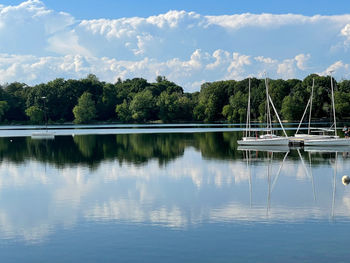 Scenic view of lake against sky