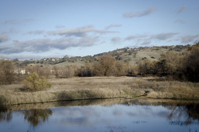 Scenic view of river against sky