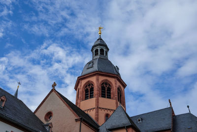 Low angle view of church against blue sky